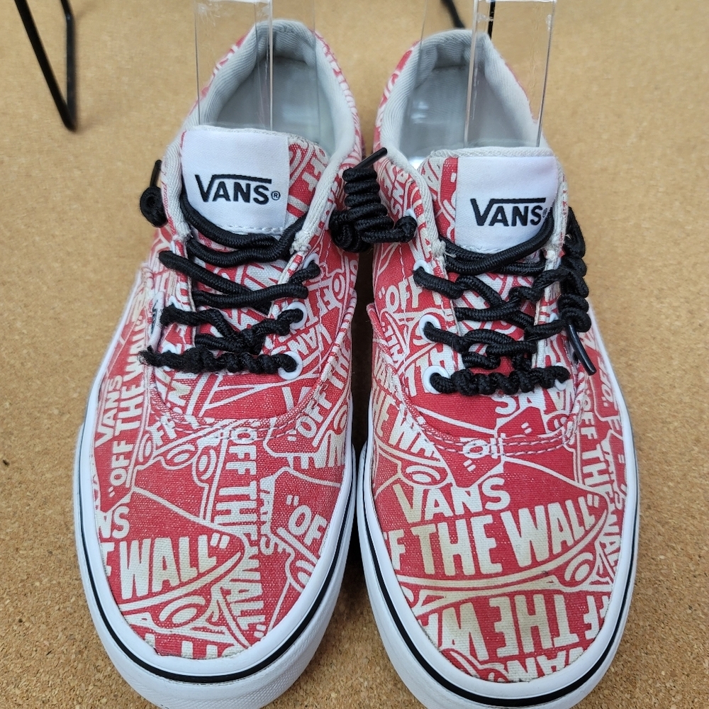 VANS Authentic youth Sneakers red white Size 2 youth Skateboard Shoes - Picture 3 of 6